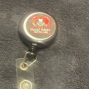 Black Retractable Badge Holder with Clown Design